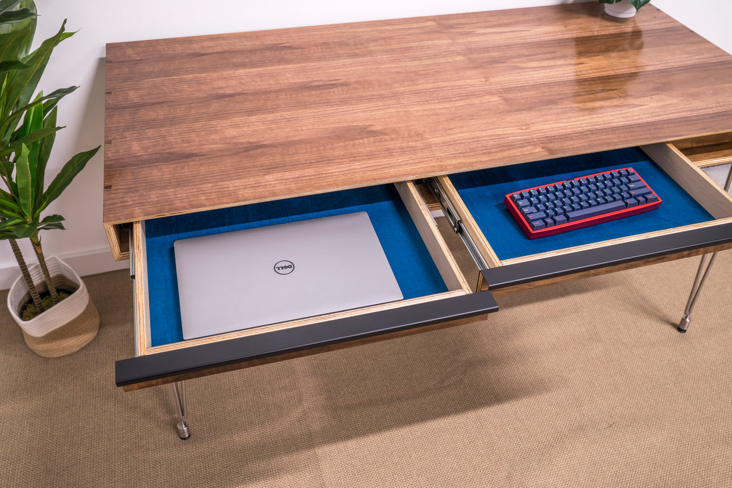 two drawers open with items inside